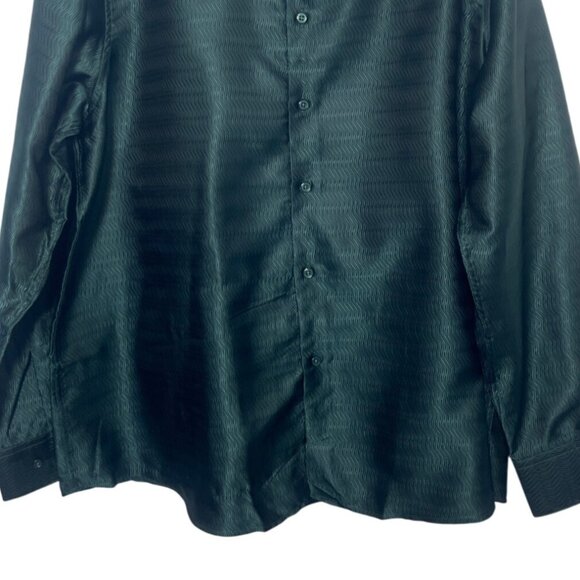 Barry.Wang SIlk Blend Dress Shirt Button Front Mens 2XL Green New - Picture 4 of 9